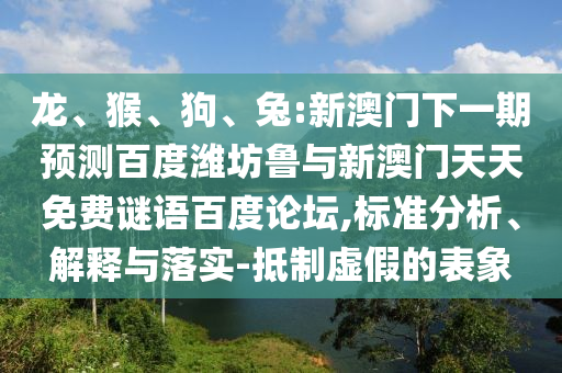 龙、猴、狗、兔:新澳门下一期预测百度潍坊鲁与新澳门天天免费谜语百度论坛,标准分析、解释与落实-抵制虚假的表象